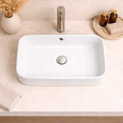 Vasque à poser rectangulaire -60 x 40 cm -Blanc -LIFA