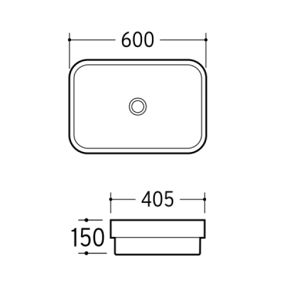 Vasque à poser rectangulaire -60 x 40 cm -Blanc -LIFA