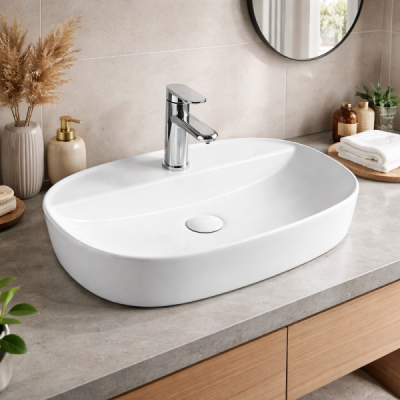 Vasque à poser ovale - 61 x 40 cm - Blanc -NOXA