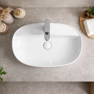 Vasque à poser ovale -61 x 40 cm -Blanc -NOXA