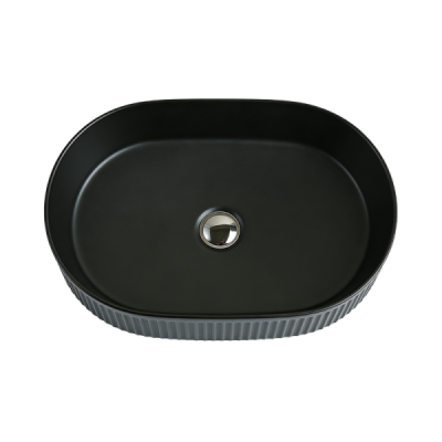 Vasque à poser ovale -50 x 32 cm -Noir rainuré -RIVA
