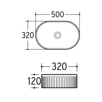 Vasque à poser ovale -50 x 32 cm -Noir rainuré -RIVA