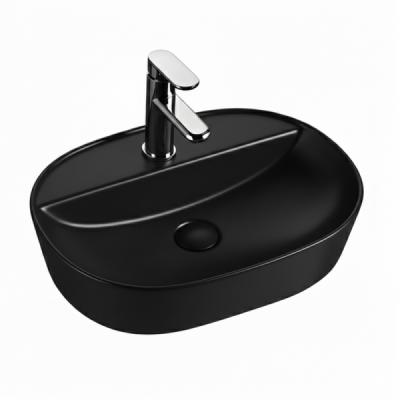 Vasque à poser ovale -50 x 38 cm -Noir -NOXA