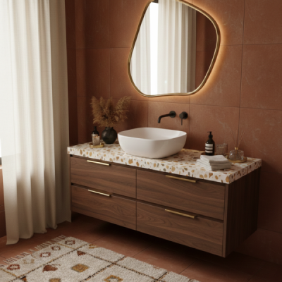 Vasque à poser carrée -41 cm -Blanc -SOPHIE