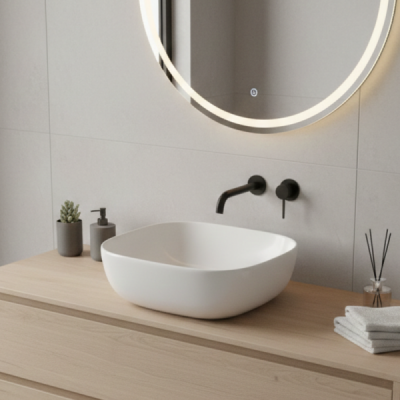 Vasque à poser carrée - 41 cm - Blanc - SOPHIE