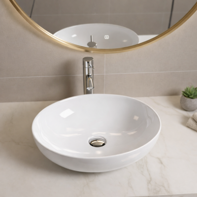 Vasque à poser arrondie - 52 x 39,5 cm - ELORA