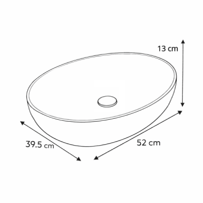 Vasque à poser arrondie -52 x 39,5 cm - ELORA