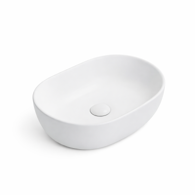 Vasque à poser arrondie -48 x 35 cm -Blanc mat -ALINA