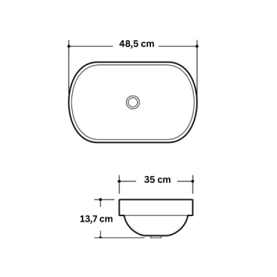 Vasque à poser arrondie -48 x 35 cm -Blanc mat -ALINA