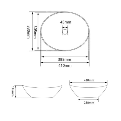 Vasque à poser arrondie -40 x 33 cm - VERA