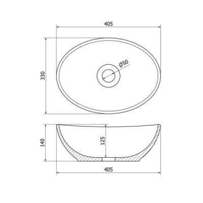 Vasque à poser ovale - 40 x 33 cm -Blanc brillant marbre -MARBELIA