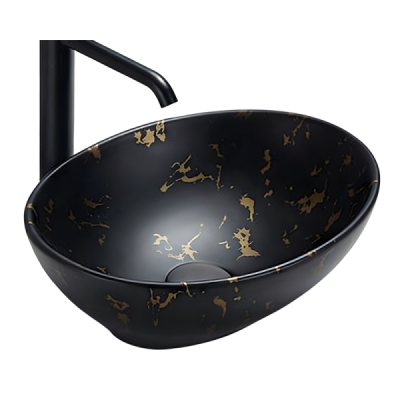 Vasque à poser - 41 x 33 cm -Noir mat marbre -MARBELIA