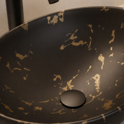 Vasque à poser - 41 x 33 cm -Noir mat marbre -MARBELIA