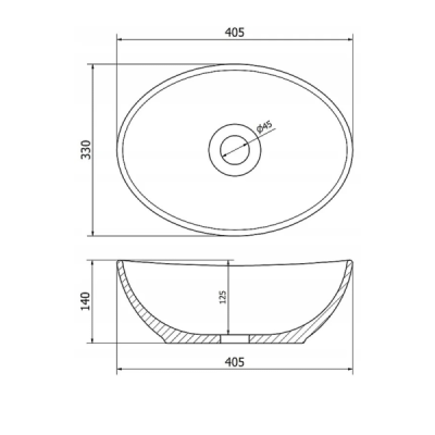 Vasque à poser ovale - 41 x 33 cm -Noir mat marbre -MARBELIA