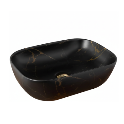 Vasque à poser rectangulaire -50 x 40 cm -Noir mat marbre -MARBELIA