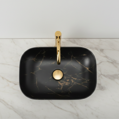 Vasque à poser rectangulaire -50 x 40 cm -Noir mat marbre -MARBELIA