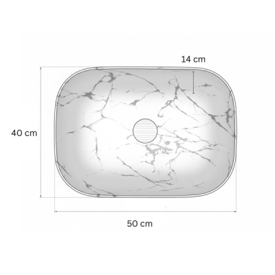 Vasque à poser rectangulaire -50 x 40 cm -Noir mat marbre -MARBELIA