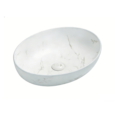 Vasque à poser ovale -52 x 39,5 cm -Blanc mat marbre -CANDY