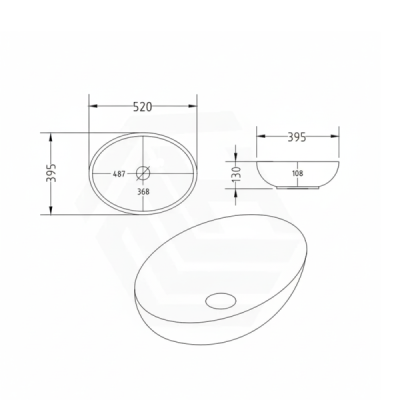 Vasque à poser ovale -52 x 39,5 cm -Blanc mat marbre -CANDY