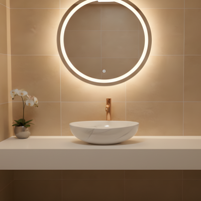 Vasque à poser ovale - 52 x 39,5 cm - Blanc brillant marbre - MIA