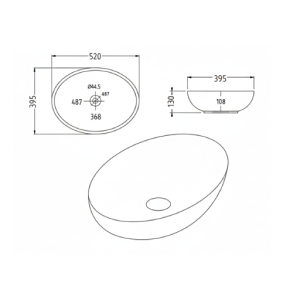 Vasque à poser ovale -52 x 39,5 cm -Blanc brillant marbre -MIA