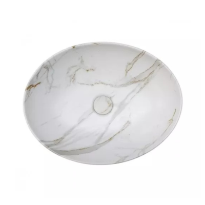 Vasque à poser ovale -52 x 39,5 cm -Blanc mat marbre -SOFIA