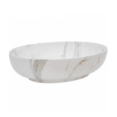 Vasque à poser ovale -52 x 39,5 cm -Blanc mat marbre -SOFIA