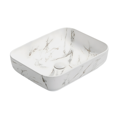 Vasque à poser rectangulaire - 50 x 39 cm - Blanc mat marbre - ALABAMA