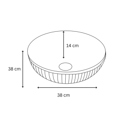 Vasque à poser ronde -38 x 38 cm -Blanc brillant rainuré-ALVIA