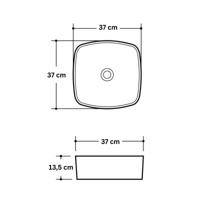 Vasque à poser carrée -37 x 37 cm -Blanc mat marbre-ELORA