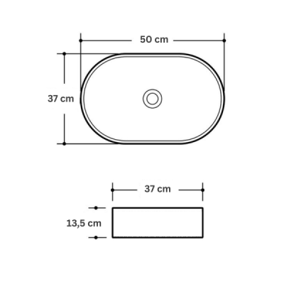 Vasque à poser ovale -50 x 37 cm -Blanc brillant marbre -LYNEA