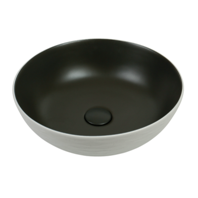 Vasque à poser semi-sphérique - 39 cm -Gris et blanc effet pierre - KALEO