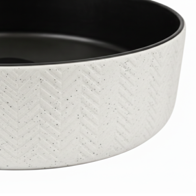 Vasque à poser ronde - 36 cm -Gris et blanc effet pierre - KALEO