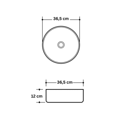 Vasque à poser ronde - 36 cm -Gris et blanc effet pierre - KALEO