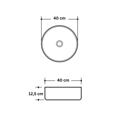 Vasque à poser ronde -40 cm - Gris et blanc effet pierre -KAVIO