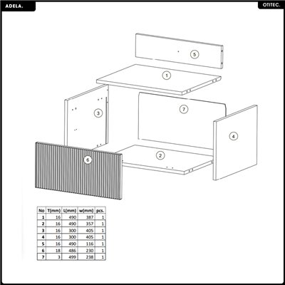 Table de chevet - L.52 x H.45 x P.41 - ADELA