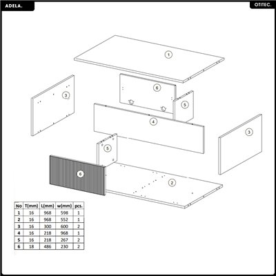 Table basse - L.100 x H.45 x P.60 - ADELA
