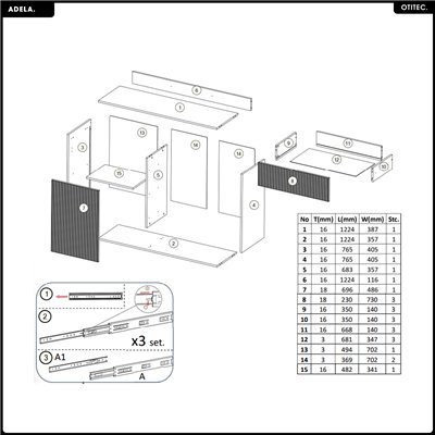 Commode - L.126 x H.92 x P.41 - ADELA