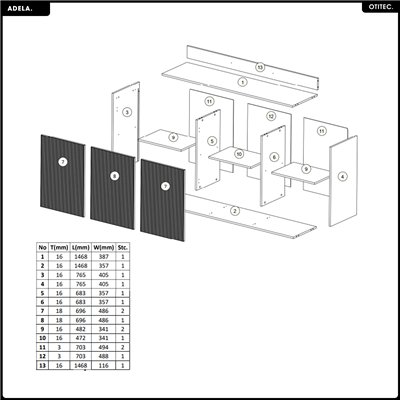 Commode - L.150 x H.92 x P.41 - ADELA