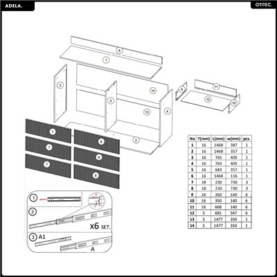 Commode - L.150 x H.92 x P.41 - ADELA