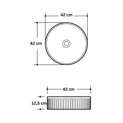 Vasque à poser ronde -42 cm -Marbre mat rainurée -MARVEO