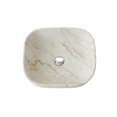 Vasque à poser rectangulaire-47 x 33 cm -Marbre mat rainurée -MARVEO