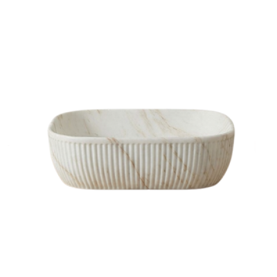 Vasque à poser rectangulaire-47 x 33 cm -Marbre mat rainurée -MARVEO