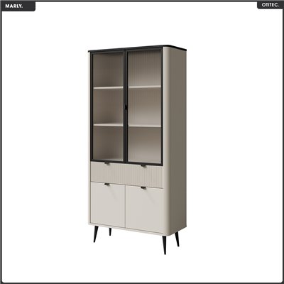 Armoire vitrine - L.90 x H.191 x P.42 - MARLY