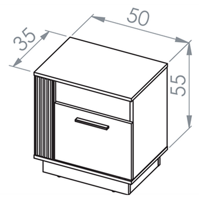 Table de chevet - H.55 x L.35 x L.50 cm - URY