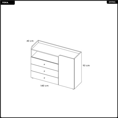 Commode - L.140 x H.93 x P.40 - YOKA