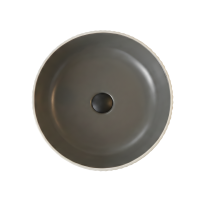 Vasque à poser ronde -40 cm -Noir effet pierre rainuré blanc -KALEO STONE