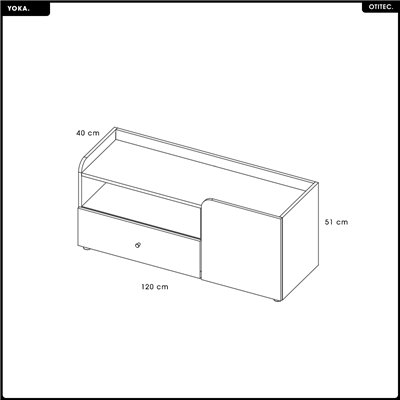 Meuble TV - L.120 x H.51 x P.40 - YOKA