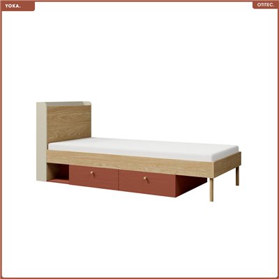 Lit avec rangement - G/D - L.94 x H.93 x P.217 - YOKA