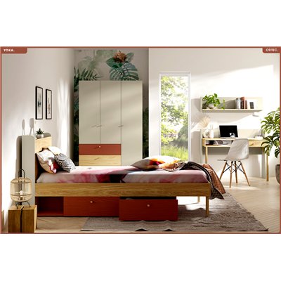 Lit avec rangement - G/D - L.94 x H.93 x P.217 - YOKA